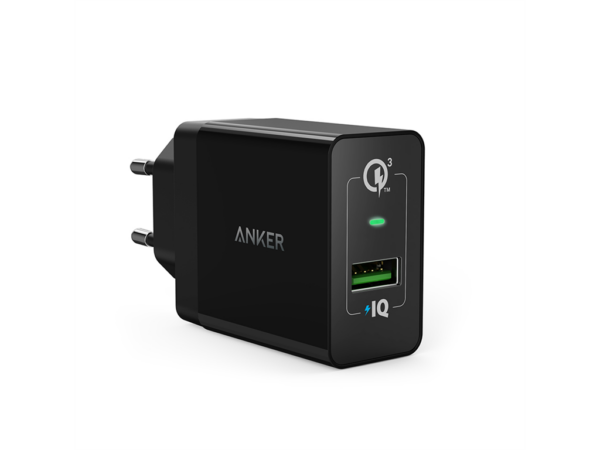 Anker, PowerPort+1 with QC 3.0 18W USB-A EU Black