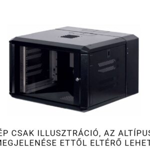Fibrain "SWD" fali rack szekrény, két részes, 09U 600x500, üveg ajtóval, levehető oldallapokkal, max 20kg, fekete