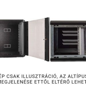 Fibrain "SWJ" fali rack szekrény 15U 600x400, üveg ajtóval, levehető oldallapokkal, max 60kg, fekete