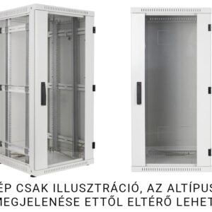 Fibrain álló rack szekrény, 38U 600x600, fekete, üveg ajtóval