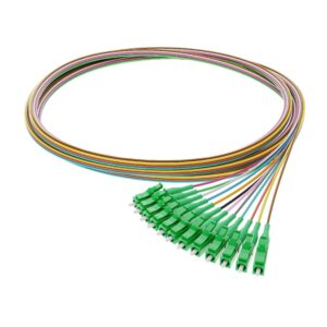 Fibrain optikai szálpigtail szett, 12db különböző színű, SM (G.657A1) LC/APC 2,0m