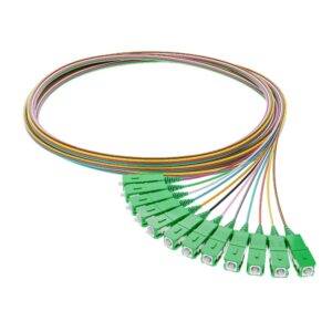 Fibrain optikai szálpigtail szett, 12db különböző színű, SM (G.657A1) SC/APC 2,0m