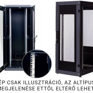 Fibrain szerver rack szekrény, 42U 800x1200, fekete, perforált ajtókkal