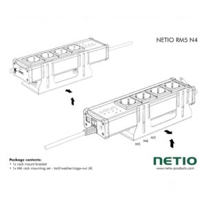 NETIO, RM5 N4 vertikális rack mount kit PowerPDU 4C & 4PS eszközökhöz