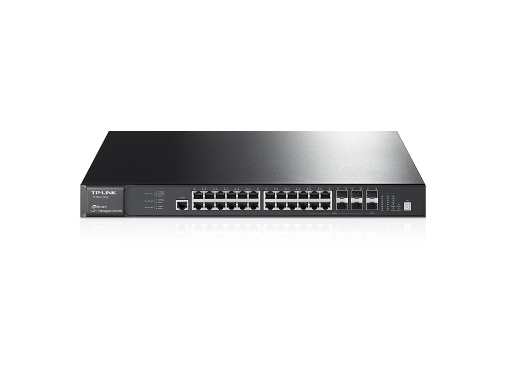 TP-Link, T2700G-28TQ JetStream 28 Gbit port rackelhető L2+ menedzselhető Switch