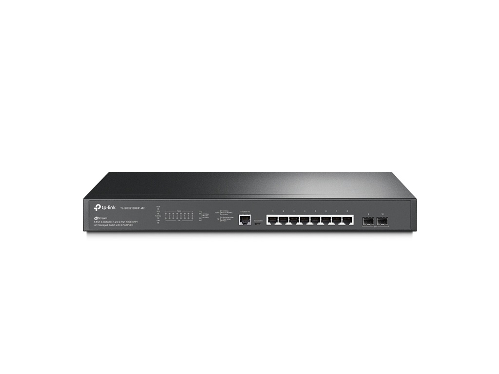 TP-Link, TL-SG3210XHP-M2 JetStream 8-Port 2.5GBASE-T and 2-Port 10GE SFP+ L2+ Managed Switch with 8-Port PoE+