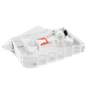 Fibrain, DIN sínes patch panel, max 12x SX SC/E2000/LC DX adapternek, tömszelencével, üres