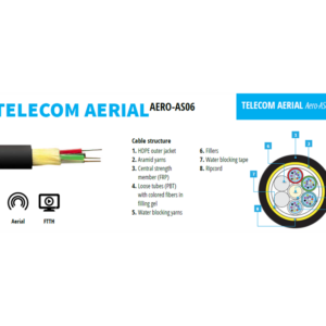 Fibrain optikai légkábel, ADSS 6kN, (t=2,5mm) AERO-AS 96 (8x12) SM (G.652D)