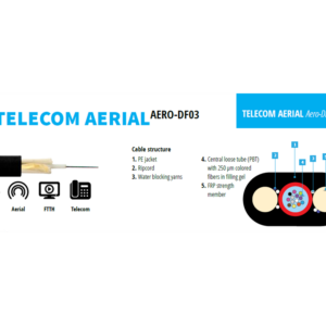 Fibrain optikai légkábel, lapos, AERO-DF 12 (1x12) SM (G.652D)