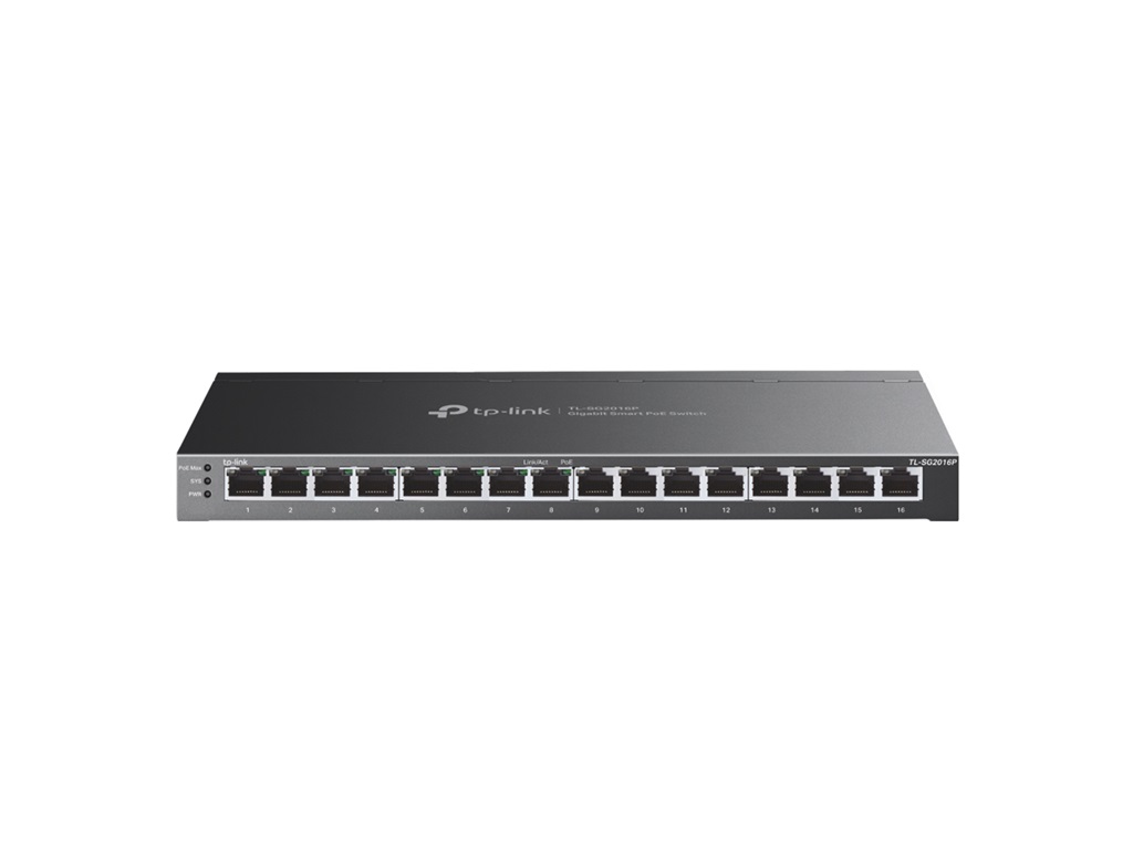 TP-Link, TL-SG2016P JetStream 16-Port Gigabit Smart Switch, 8-Port PoE+