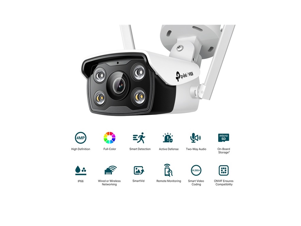 TP-Link, VIGI 4MP Outdoor Full-Color Wi-Fi Bullet Network Camera (4MM) - Image 2