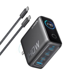 Anker Charger (140W, 4-Port, PD 3.1) with USB-C Cable -  Dark Gray