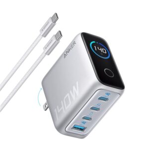 Anker, Charger (140W, 4-Port, PD 3.1) with USB-C Cable - Silver