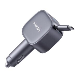 Anker, Nano Car Charger (75W, USB-C Port, Built-In Retractable USB-C Cable)
