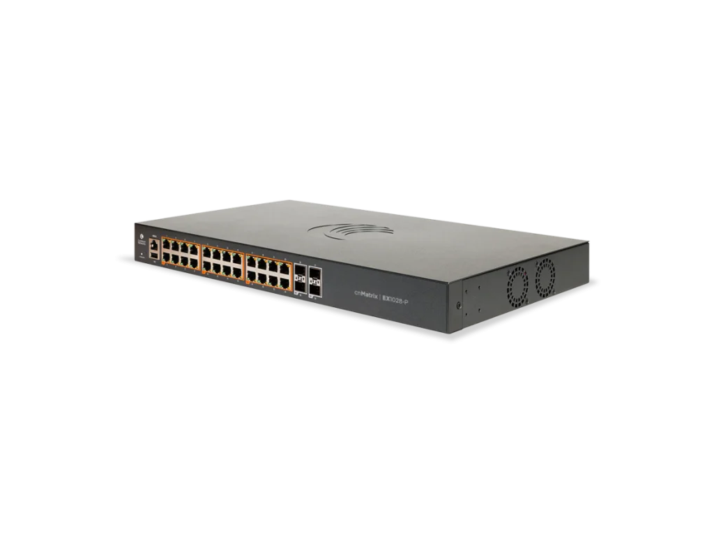Cambium Networks, cnMatrix EX1028-P, Intelligent Ethernet PoE+ Switch, 24 1Gbps and 4 1Gbps SFP fiber ports - no power c - Image 2