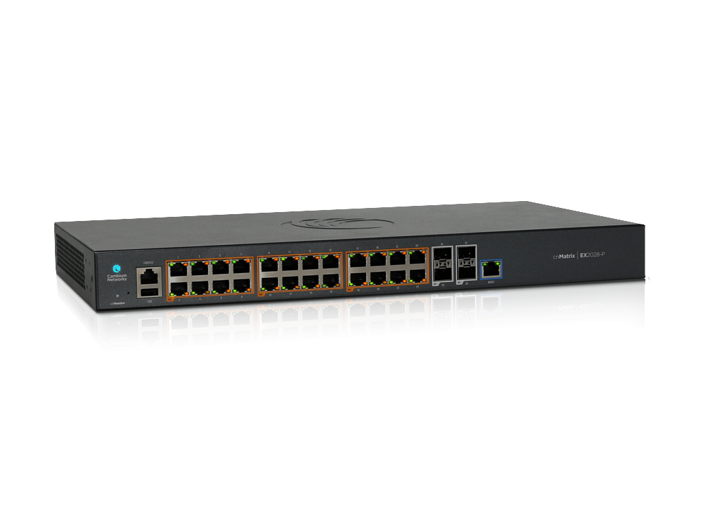 Cambium Networks, cnMatrix EX2028-P, Intelligent Ethernet PoE Switch, no power cord